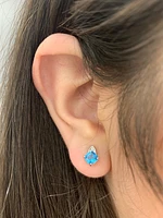 10K White Gold 1.50cttw Genuine Blue Topaz & 0.023cttw Diamond Earrings