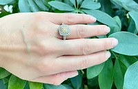 14K White Gold 1.05cttw Fancy Yellow and White Diamond Halo Engagement Ring, size 6