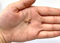 14K White & Rose Gold 0.12cttw Genuine Tanzanite and 0.05cttw Diamond Pendant, 18"