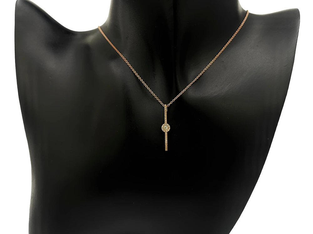 14K Rose Gold 0.13cttw Diamond Pendant, 18"