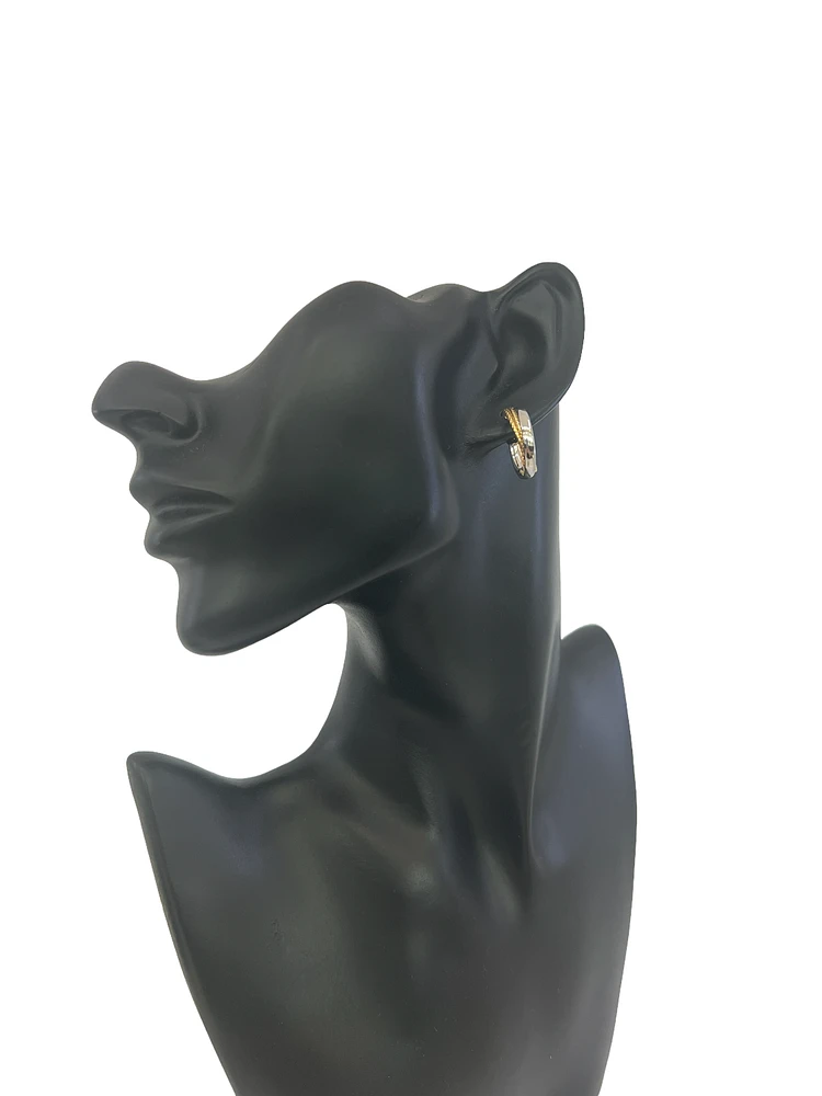 10K Two Tone Gold 24mm Earrings