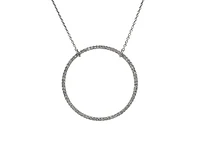 18K White Gold 0.50cttw Diamond Circle Pendant, 18"