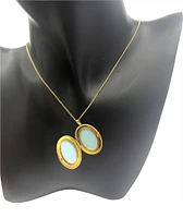 Gold Plated on 925 Sterling Silver Oval Shaped Locket with Etched FLoral Design - 26mm x 21mm