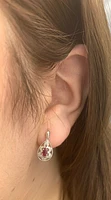 10K White Gold 0.55cttw Genuine Ruby and 0.11cttw Diamond Earrings