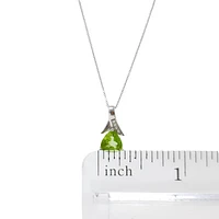 10K White Gold Peridot and Diamond Pendant, 18"