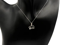 14K White Gold 0.03cttw Diamond Orion Bear Pendant with Rolo Chain (Spring Clasp) - 18 Inches