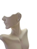 925 Sterling Silver Rhodium Plated Created Opal Stud Earrings with Butterfly Backs