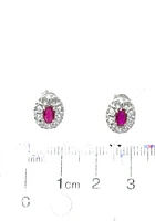 10K White Gold 0.65cttw Genuine Ruby and 0.08cttw Diamond Earrings