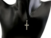 925 Sterling Silver 23mm x 13mm Patterned Flat Cross Charm