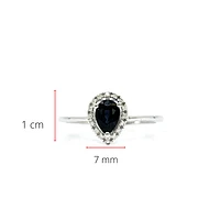 10K White Gold 0.60cttw Genuine Pear Shaped Sapphire and 0.16cttw Diamond Ring