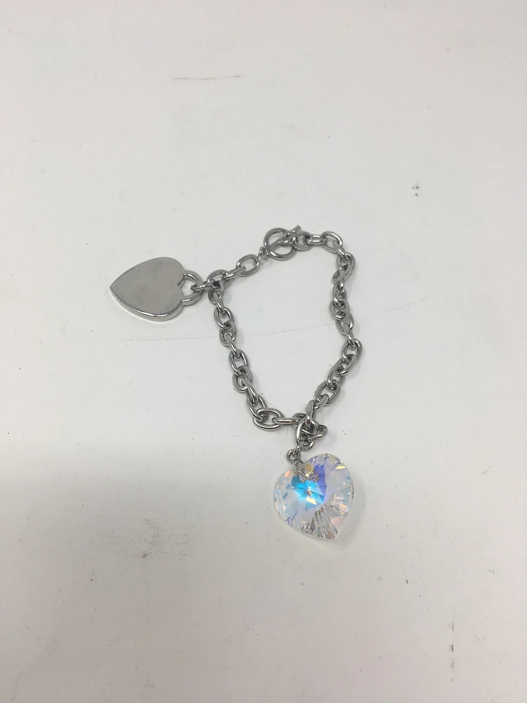 Double Heart Dangle Toggle Bracelet