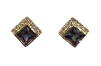 10K Yellow Gold Created Alexandrite and Diamond Earrings