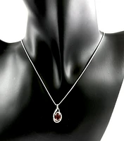 925 Sterling Silver Garnet & Diamond Necklace