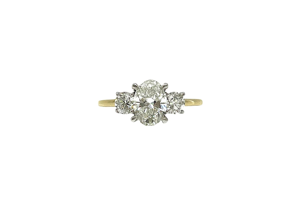 14K Gold 1.55cttw Lab Grown Diamond 3 Stone Ring - /