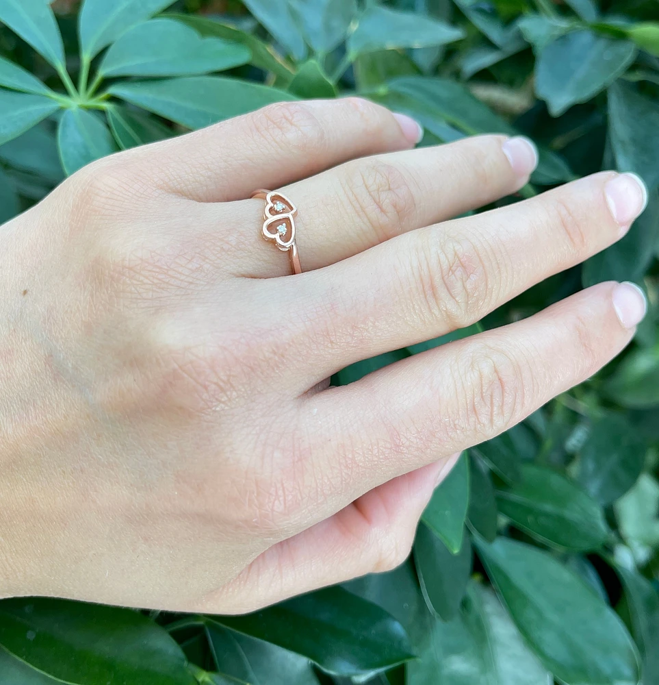 10K Rose Gold 0.01cttw Round Cut Diamond Ring, size 5.75