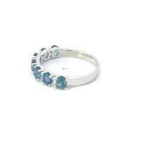 10K White Gold Sapphire & Diamond Ring, size 6.5