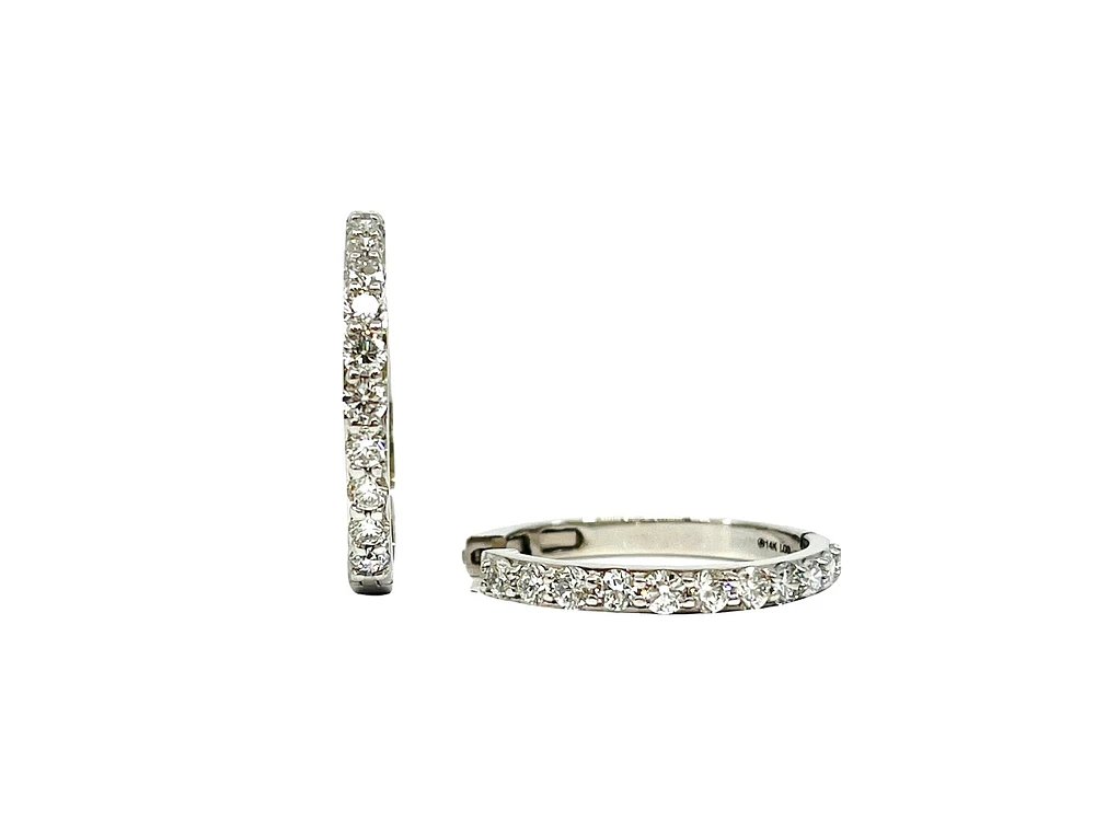 14K White Gold 1.50cttw Lab Grown Diamond Hoop Earrings - 24mm