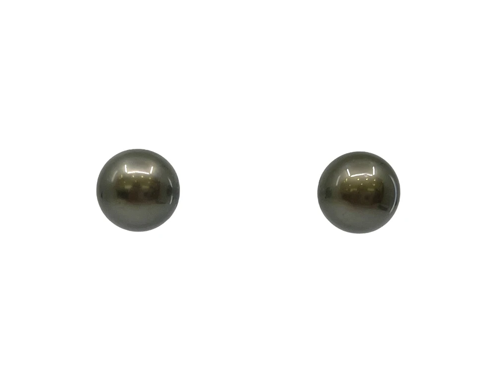 14K White Gold 7mm Tahitian Pearl Stud Earrings with Butterfly Backs