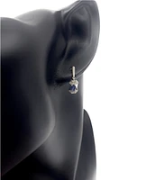 10K White Gold 0.55cttw Genuine Sapphire and 0.04cttw Diamond Dangle Earrings