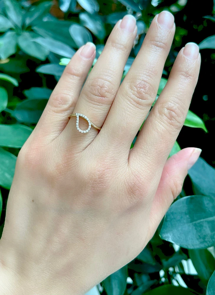 10K Yellow Gold 0.23Cttw Canadian Diamond Pear Cut Engagement Ring - /