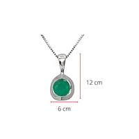 10K White Gold Emerald Pendant, 18"