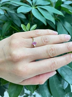 14K Yellow Gold Pink Sapphire 0.62cttw & Canadian Diamond 0.08cttw Ring