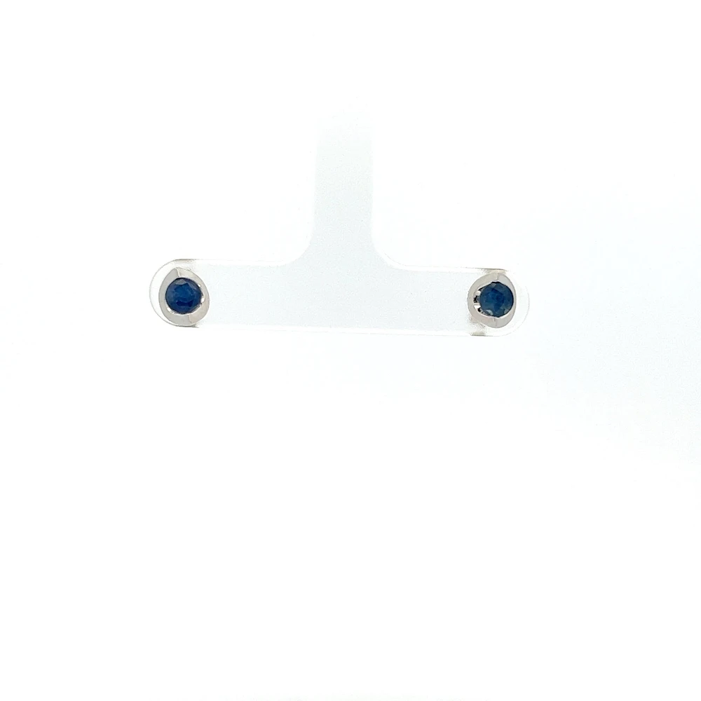 10K White Gold 4mm Sapphire Earrings