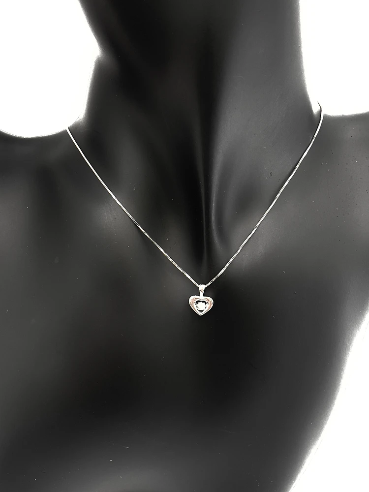 10K White Gold 0.01cttw Round Cut Diamond Pendant, 18"