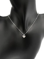 10K White Gold 0.01cttw Round Cut Diamond Pendant, 18"