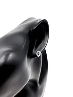 14K White Gold 0.55cttw Genuine Sapphire & 0.32cttw Diamond Halo Earrings