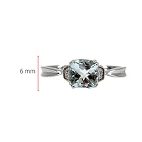 10K White Gold 0.80cttw Aquamarine & 0.02cttw Diamond Ring, size 7