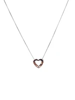 10K White & Rose Gold 0.036cttw Canadian Diamond Heart Pendant, 18"