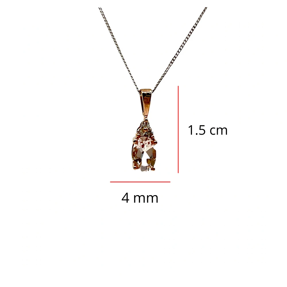 10K Rose Gold 0.40cttw Morganite & 0.03cttw Diamond Pendant, 18"