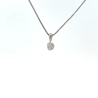 10K White Gold 0.04 cttw Diamond Solitaire Mezza Luna Pendant, 18"
