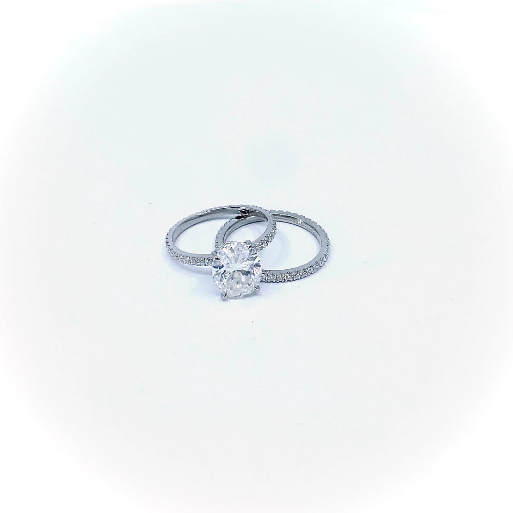Moissanite Engagement & Wedding Band Set