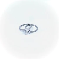 Moissanite Engagement & Wedding Band Set