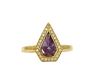 14K Yellow Gold 0.81cttw Amethyst and 0.10cttw Diamond Ring, size 6.5