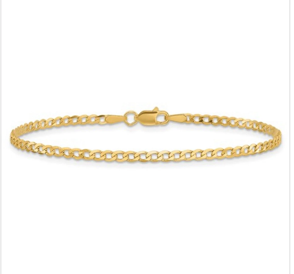 10K Yellow Gold Flat Beveled Curb Chain