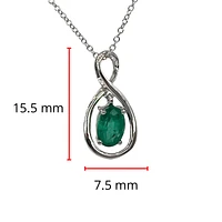 10K White Gold 0.40cttw Oval Cut Emerald Pendant, 18"