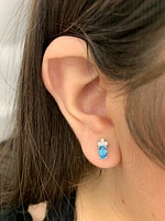 Blue Topaz & Diamond Earrings