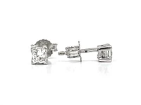 14K White Gold 0.15cttw Princess Cut Canadian Diamond Earrings
