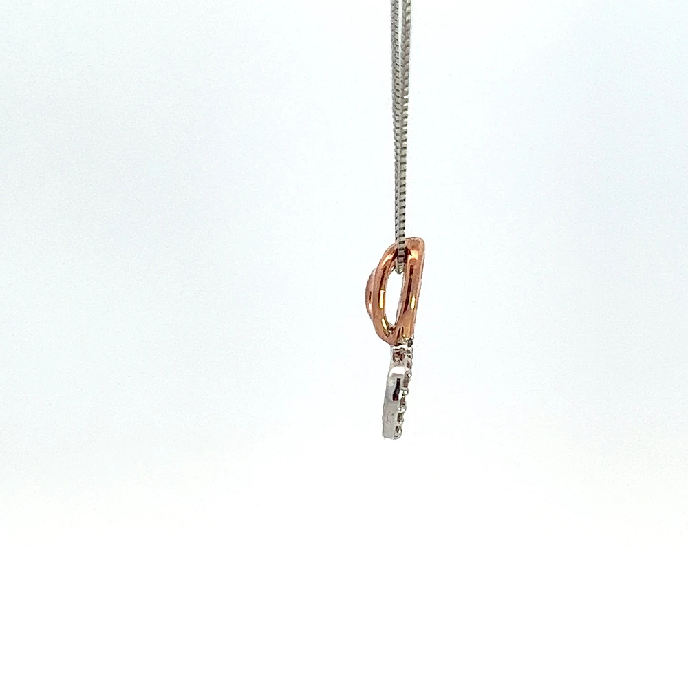 10K White & Rose Gold 0.06cttw Diamond Pendant - 18"