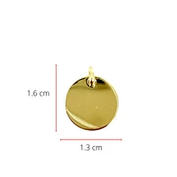 10K Yellow Gold Disc Charm, 13mm