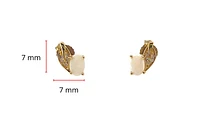 10K Yellow Gold 0.60cttw Opal and 0.04cttw Diamond Stud Earrings