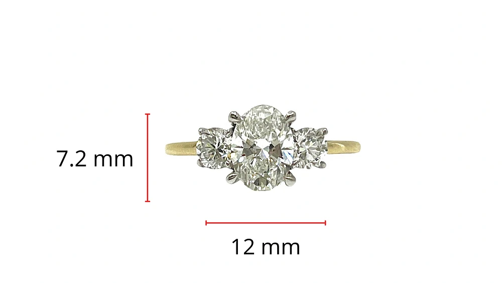 14K Gold 1.55cttw Lab Grown Diamond 3 Stone Ring - /
