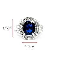 14K White Gold 3.16cttw Genuine Sapphire & 1.15cttw Diamond Ring, Size 6
