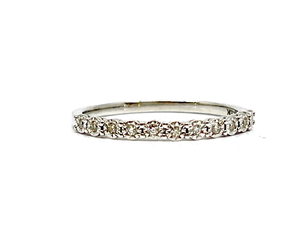 10K White Gold 0.055cttw Illusion Setting Diamond Ring - Size 6.5