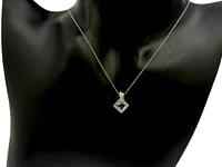 10K White and Yellow Gold 6mm Princess Cut Aquamarine and 0.005cttw Diamond Pendant, 18"