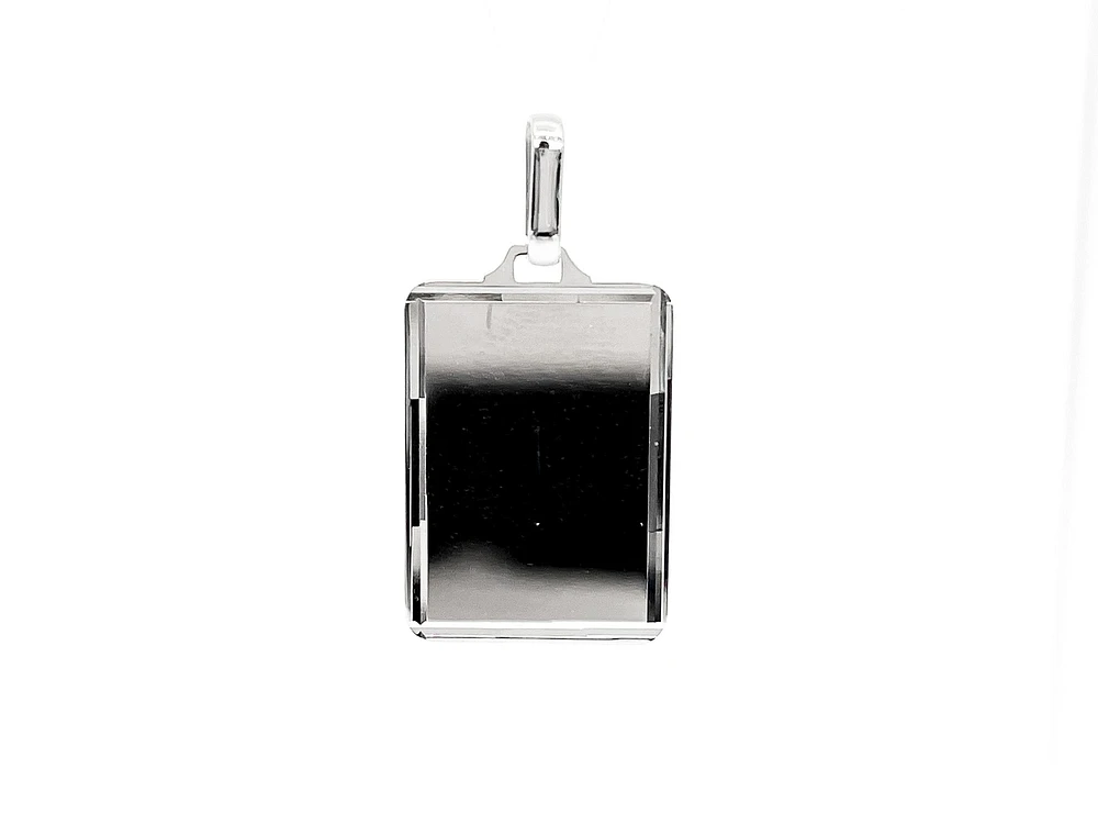 10K White Gold Diamond Cut Engravable Plate Charm - 18x13mm