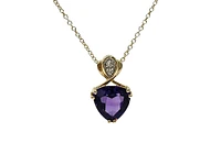 10K Yellow Gold Amethyst & Diamond Necklace, 18"
